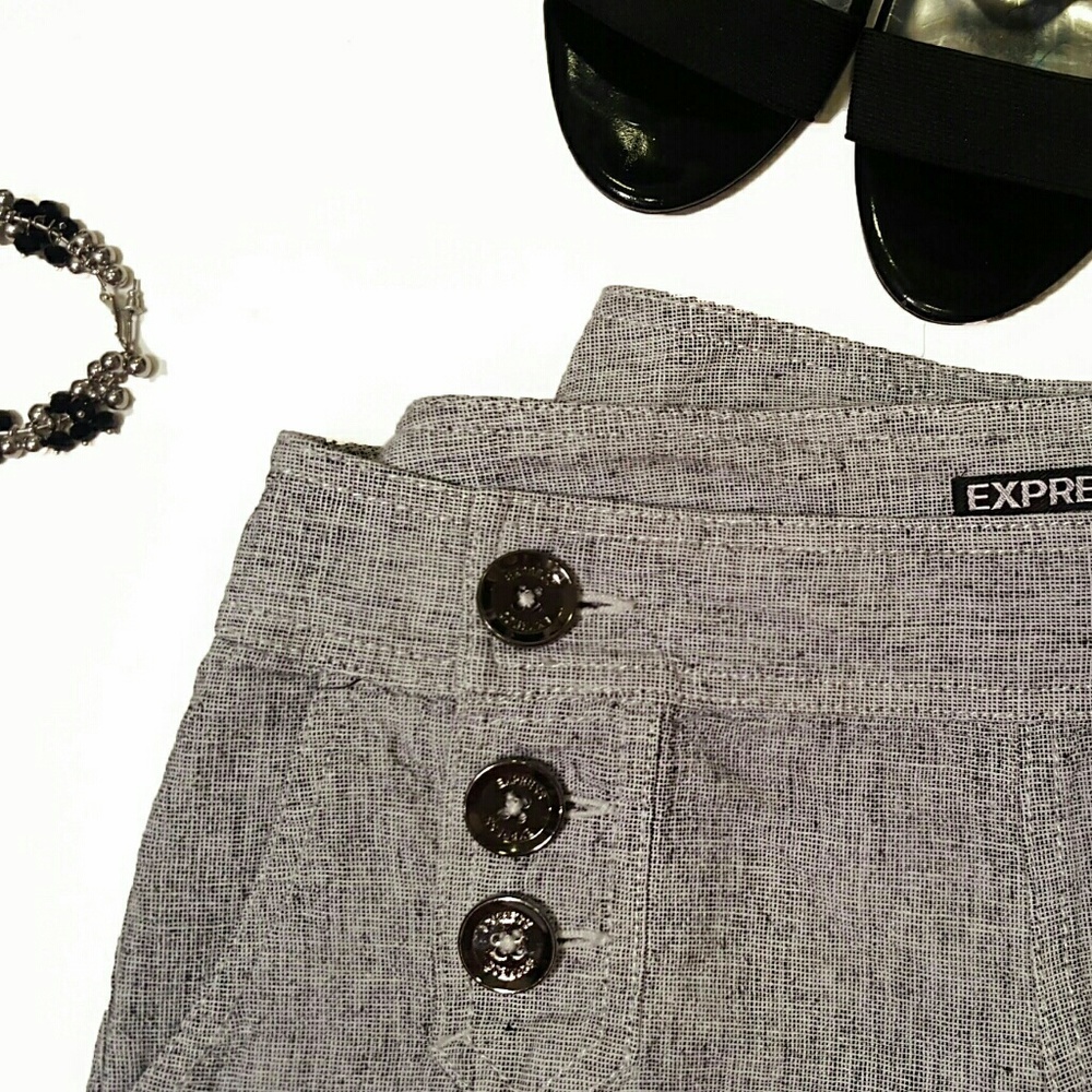 Chic Pewter Button Dress Shorts - Picture 2 of 3